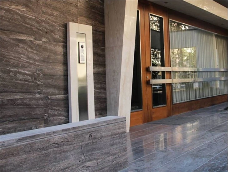 Natural Grey Marble Silver Grey Travertine Big Slab Cut To Size Tiles